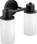 Iso 2 Light Dual Mount Vanity Fixture in Matte Black With Frosted Glass