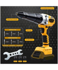 Cordless Brushless Rivet Gun Kit With LED Light, 3 Nosepieces, 150 Rivets, Case, ideal for aluminum and stainless steel use