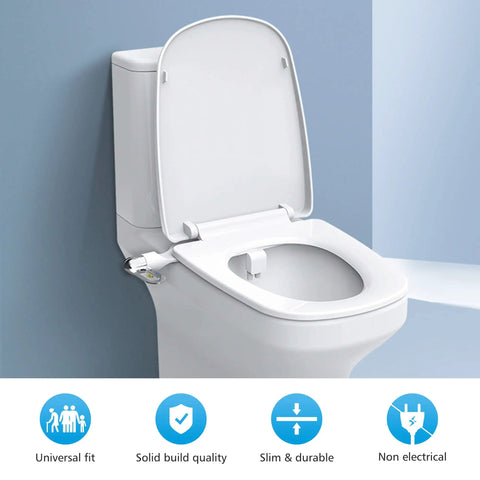 Dual Nozzle Bidet Attachment For Toilet Seat Self Cleaning Front And Rear Wash No Electric Mechanical Installed on Toilet