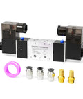 Beefy Dual Coil Pneumatic Solenoid Valve 2 Position 5 Way Pilot Operated 4V220-08 AC110V 1 4 NPT with fittings and tape
