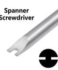 Premium Five Piece Metric Spanner Screwdriver Set With Strong Magnetic Tips And Ergonomic Handle A Straight Up Game Changer For Precision Laptop And Watch Repair Durable Chrome Vanadium Steel spanner screwdriver showing magnetic tip.