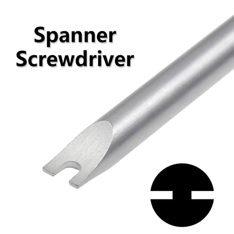 Premium Five Piece Metric Spanner Screwdriver Set With Strong Magnetic Tips And Ergonomic Handle A Straight Up Game Changer For Precision Laptop And Watch Repair Durable Chrome Vanadium Steel spanner screwdriver showing magnetic tip.