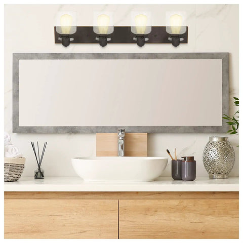 Vintage Farmhouse Bathroom Vanity Light Fixture In Oil Rubbed Bronze Reversible 4 Light Design That Mounts Up Or Down