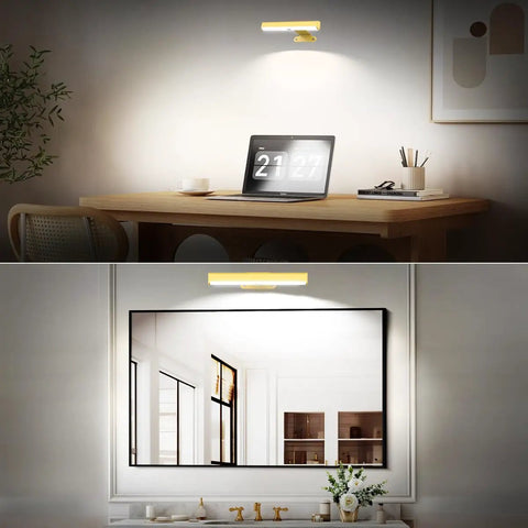 4 Pack Wireless Picture Light With Remote Battery Operated Wall Sconces illuminating desk and mirror area for decor