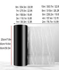 Heavy Hitter Roof Repair Tape Waterproof Heat Insulation Aluminum Foil dimensions chart with lengths and widths listed.