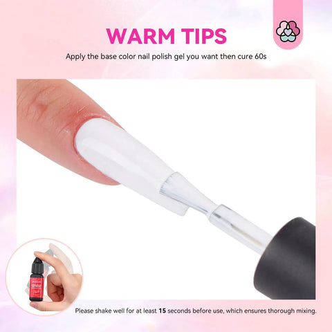 Applying Airbrush Gel Nail Polish Set With 12 Vitality Colors Hema Free Dilution Free Non Acetone Formula on a fingernail