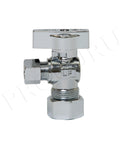 Heavy Duty Angle Stop Valve Half Inch Nominal Inlet Five Eighths Inch OD To Three Eighths Inch OD Compression Quarter Turn Shut Off