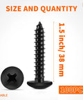 No 6 By 1.5 Inch Truss Head Phillips Wood Screws In 18 8 Stainless Steel Black Coated Full Thread 100 Pack Image