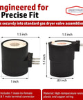 DR Quality Parts dryer gas valve ignition solenoid coil kit; black plastic coils with metal terminals, 2-prong and 3-prong valve coils.