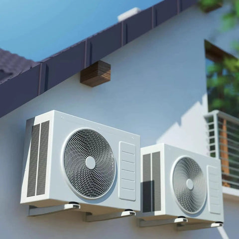 Heavy Duty Foldable Wall Mounting Bracket For Mini Split Air Conditioners And Heat Pumps 7000-15000 BTU installed outdoors