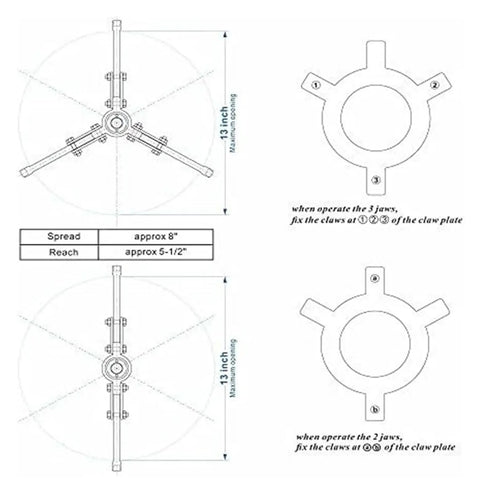 Diagram of Bulletproof Heavy Duty Hydraulic Gear Puller With 10 Inch Stroke And 10 Ton Pulling Capacity specifications and configurations.