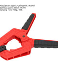 Beefy Heavy Duty Woodworking Spring Clamp With Anti Slip Handle And 4 Inch Opening, red ABS plastic, 65Mn spring