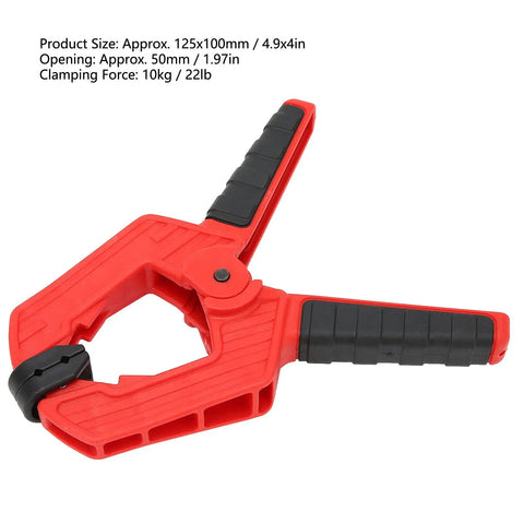 Beefy Heavy Duty Woodworking Spring Clamp With Anti Slip Handle And 4 Inch Opening, red ABS plastic, 65Mn spring