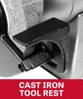 Heavy Duty 8 Inch Bench Grinder Paired With A 2X48 Belt Sander Bragging 1 Hp Power showing a cast iron tool rest for stability.