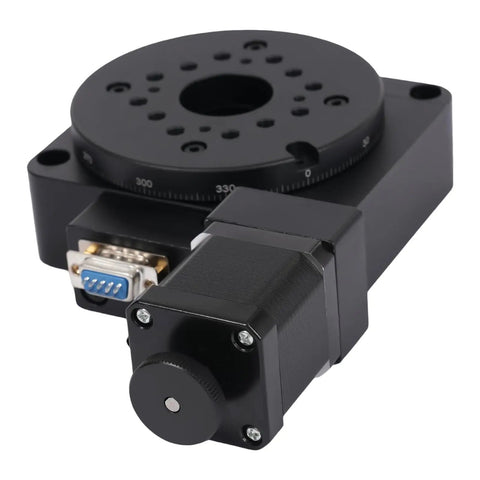 High Precision 360 Degree Motorized Rotation Stage With 100mm Bearing Rotary Table And Worm Gear Transmission For Industrial Automation