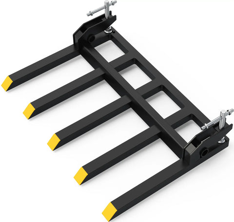 Clamp On Debris Forks For 48 Inch Bucket, 2500 Lbs Heavy Duty Fork Attachments For Skid Steer And Tractor Loader