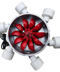 3000W Water Turbine Generator For Micro Hydroelectric Power with 6 tubes, 220V, for camping, featuring red blades and white housing