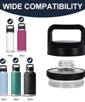 Screw Top Lid Replacement For Rambler Bottle 18 26 36 46 64 Oz No Spill Chug Cap shown with compatible bottles