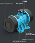 Beefed Up Heavy Duty Concrete Vibrator Motor 1100W 1500W 2200W Three Power Levels 220V Single Phase Industrial Vibration Motor With Speed Controller For Concrete Tables Blue with precision-cast housing and reinforced base