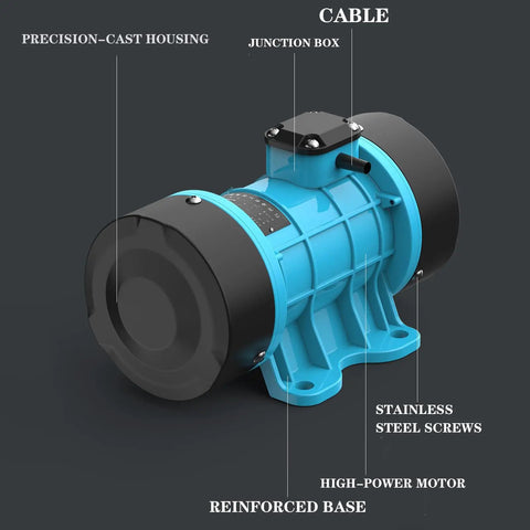 Beefed Up Heavy Duty Concrete Vibrator Motor 1100W 1500W 2200W Three Power Levels 220V Single Phase Industrial Vibration Motor With Speed Controller For Concrete Tables Blue with precision-cast housing and reinforced base