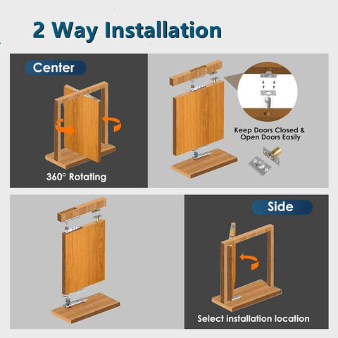 Heavy Duty Door Pivot Hinge For Wood Doors And Bookcases Hidden Invisible Pivot Hinge With 360 Degree Rotation Stainless Steel Rustproof