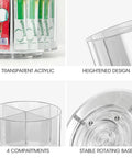 Drink Packet Organizer With 360 Degree Lazy Susan Turntable for Hydration Packets, acrylic container in 4 compartments