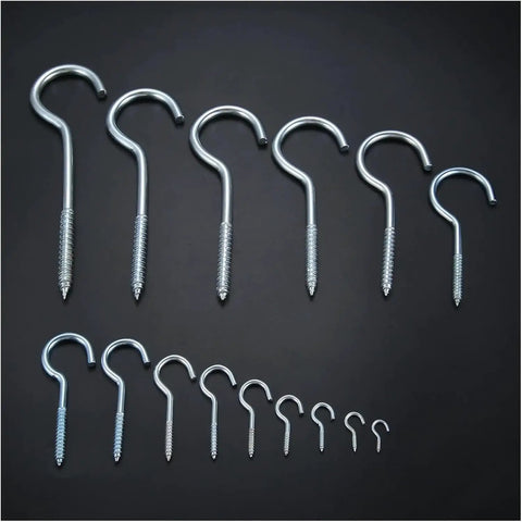 Knockout Vinyl Coated Screw Hooks and Heavy Duty Eye Bolts, 20 piece vinyl coated set for easy wall mounting on wood or drywall surfaces.