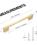 10 Pack Classic Cupboard Cabinet Handles For Modern Kitchen Drawers Pulls Brushed Brass Sleek 5 Inch Length 128mm Measurements