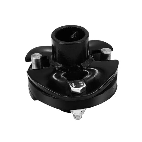 Universal Steering Rag Joint Coupler Solid Billet Steel Dead On Zero Slap Flex Shaft Adapter, 3/4 30 spline fitting, top view.
