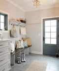 Entryway with Modern Sleek Brass Moravian Star Ceiling Light Mini Semi Flush Mount With 8 Inch Seeded Glass