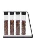 Keep Your Grind Fresh With This Premium Airtight Coffee Bean Storage Tube Set Featuring Four Smart Glass Jars And Clean Counter Display One Way Valve Seals In Aroma For Smooth Daily Brewing.
