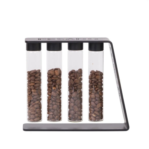 Keep Your Grind Fresh With This Premium Airtight Coffee Bean Storage Tube Set Featuring Four Smart Glass Jars And Clean Counter Display One Way Valve Seals In Aroma For Smooth Daily Brewing.