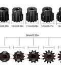 OGRC Steel Hardened 32P Pinion Gears Set 10T 11T 12T 13T 14T With 3.175mm Shaft For Traxxas Arrma HSP HPI Axial Tamiya Losi One Tenth Scale RC Cars And Buggies, showing gears with dimensions.