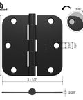 Matte Black Door Hinges Pack Of Thirty Interior Hinges With Five Eighths Radius Corners And Six Holes Includes Two