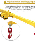Heavy Duty 2 Ton Telescopic Forklift Jib Boom Built Tough To Kick Some Serious Weight Smooth 12 Foot Extendable Crane Arm with red lifting hooks.