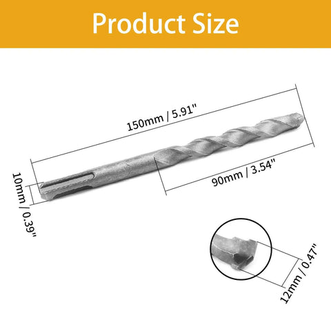 Two 12mm masonry drill bits, 150mm long, carbide tipped for concrete with round SDS shank
