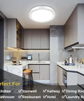 18 Watt Flush Mount LED Ceiling Light 8.86 Inch Surface Mounted Fixture Daylight White 5000K in a modern kitchen