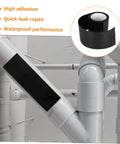 Heavy Duty Butyl Repair Tape for Quick Leak Fixes on pipe, showing black tape sealing leak with high adhesion and waterproof performance.