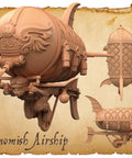 Gnomish Airship Resin Miniature Kit With Stat Card And Flyer Base For DnD And Tabletop War Gaming, Detailed Multi Part Model Ready For Assembly, Ideal Collectible Fantasy Figure For Casual Play And Epic Campaigns. Detailed view of intricate gnomish airship design.