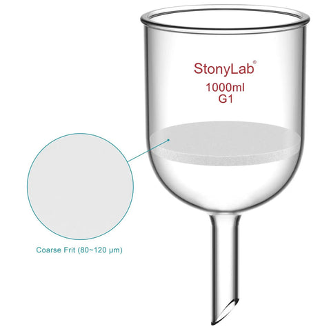 Pro Grade Borosilicate Glass Buchner Filtering Funnel With Coarse Frit 113 Mm ID showing coarse frit detail for lab filtration