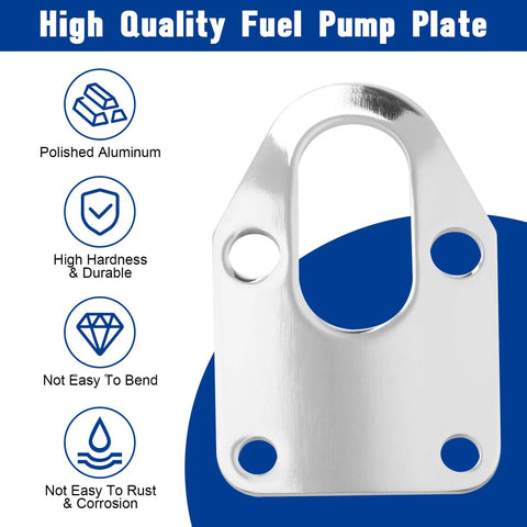 Fuel Pump Mounting Plate With Chrome Bolts For Chevy Small Block Engines 265 283 305 307 327 350 400 Fits Mechanical Fuel Pumps With Gasket For Tight Seal And Easy Mount polished aluminum