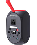 99Wh Portable Power Station With LiFePO4 Battery, 120W Continuous Output, 200W Peak, USB C PD 30W, AC and DC Outputs, front view with ports