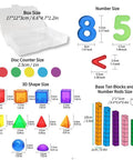 Set Of Five Math Manipulatives Kit With Base Ten Blocks Number Rods Numbers 0 To 9 Ten Frame Counters Place Value Blocks 3D Shapes And Activity Cards For Hands On Learning In Classrooms dimensions and sizes chart.