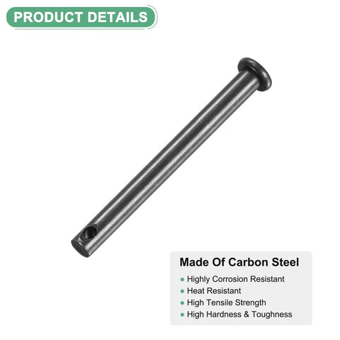10 Pack Single Hole Clevis Pins M5x50mm Carbon Steel Flat Head For Mechanical Linkage Fixed Parts Ship Rigging And Quick Assembly Reusable Hinge Pin For Durable Furniture And Industrial Uses, carbon steel close-up