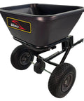 Tow Behind Broadcast Spreader With Universal Hitch 125 Lb Capacity Durable Poly Hopper for Seeds and Fertilizer