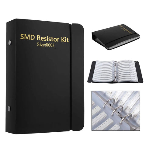 Massive 0603 SMD Resistors Kit One Percent Value Pack With 170 Resistor Values, 50Pcs Each, 8500Pcs Total, black binder