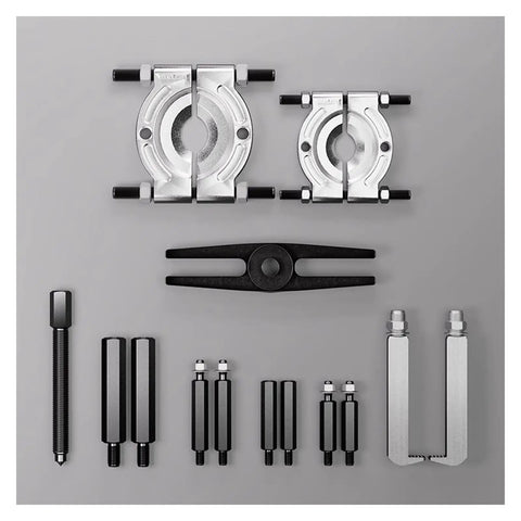 Badass Bearing Puller Set 14 PCS Gear Extractor Kit With 5 Ton Force Removes Stubborn Wheel Hub Axles Solid For Home Garage Pros Removes Rusty Bearings With 2 And 3 Inch Jaws Plus Screws Quick Fix For Cars And Trucks Pro Mechanic Gear, 14-piece steel set