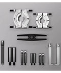 14 Piece Bearing Puller Set 5 Ton Power Handles Wheel Hub Axle Removal With 2 And 3 Inch Adjustable Jaws For Mechanics Storage Box Keeps Safe When Stripping Old Bearings From Cars Or Trucks Gets The Garage Crew Job Done In Short Order Now, steel jaws and yoke