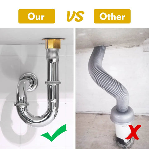 Comparison of Stainless Steel P Trap One And A Quarter Inch Bathroom Basin Sink Waste Trap With Reducing Washer And Chrome Finish vs plastic pipe