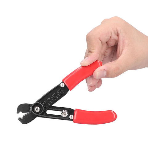 Heavy Duty 45 Steel Wire Stripper And Cable Cutter Pliers, 0.08 To 6mm2 Capacity Manual Hand Tool With Ergonomic Grip held in hand.
